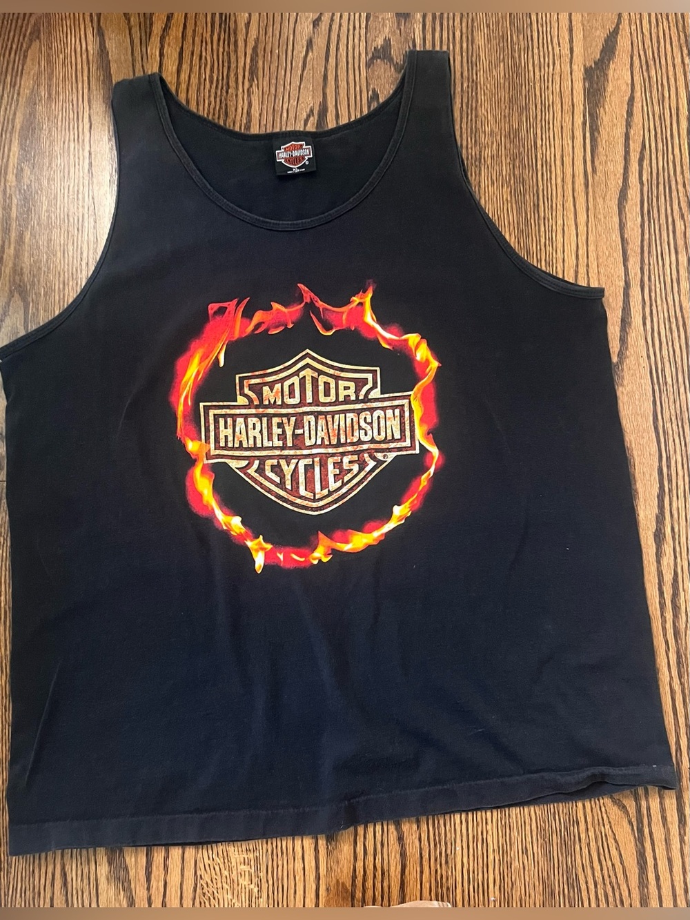 Vintage Harley Davidson Tank Top Flame Fire Ring Twin cities Made In USA Mens XL